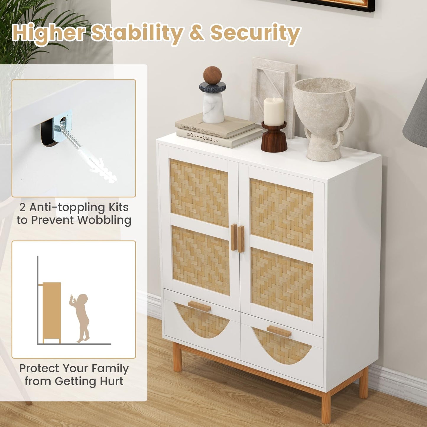 2 Door Sideboard Buffet Cabinet Accent Floor Storage Cabinet