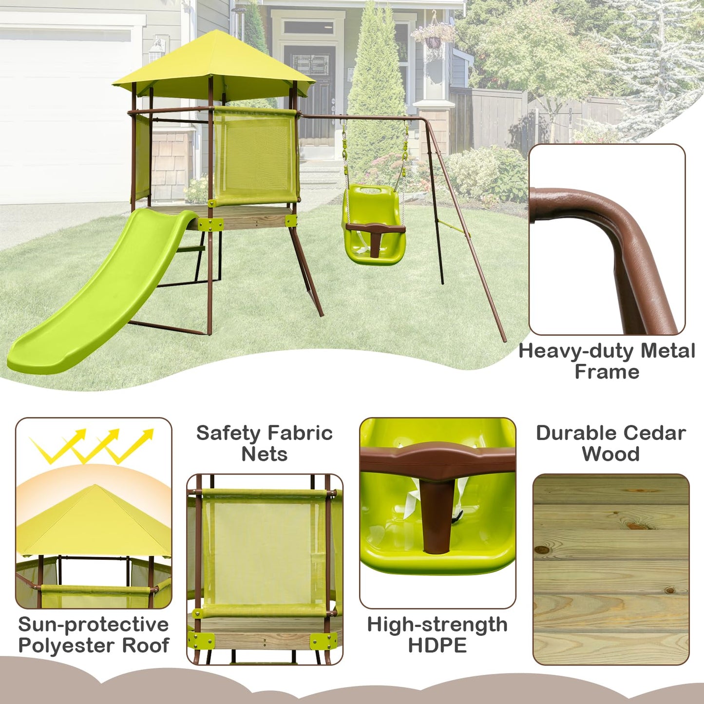 4 in 1 Heavy Duty Metal Swing Frame with Baby Swing