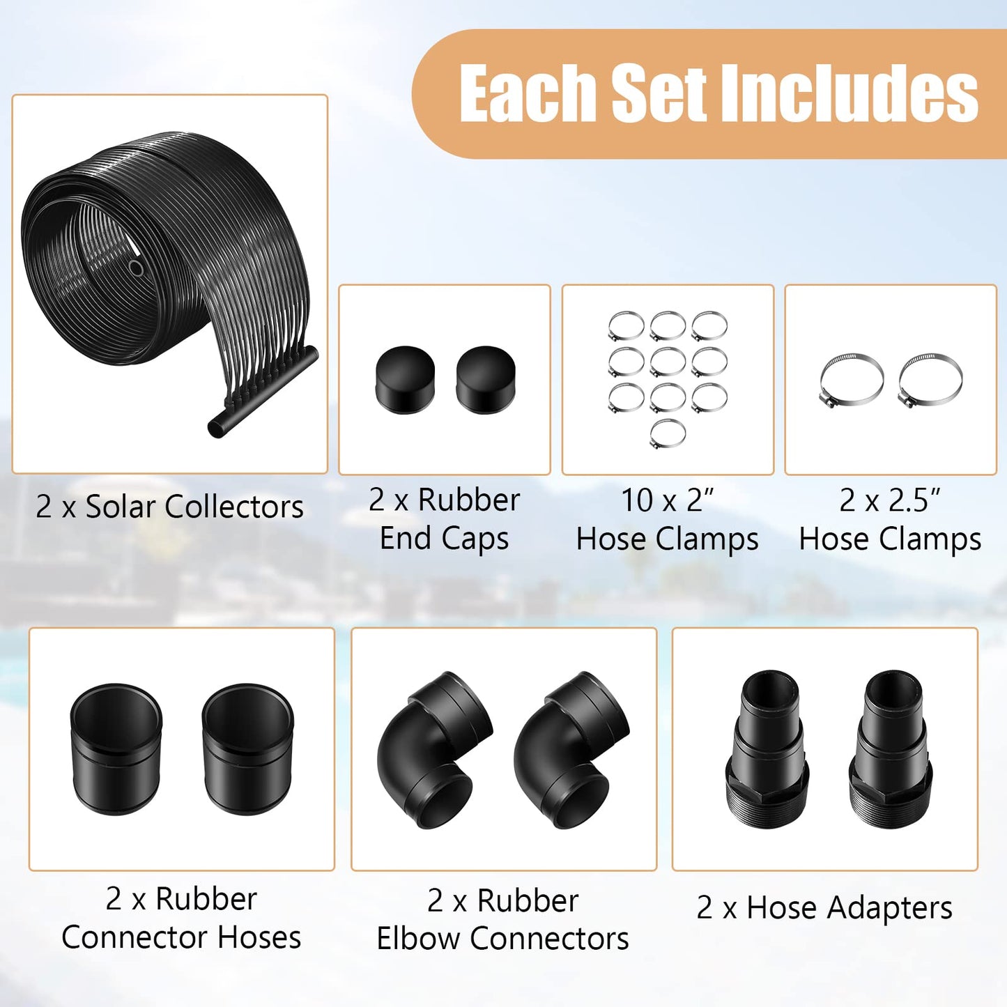 3x0.75m Solar Heating Panels with Complete Connecting Kits