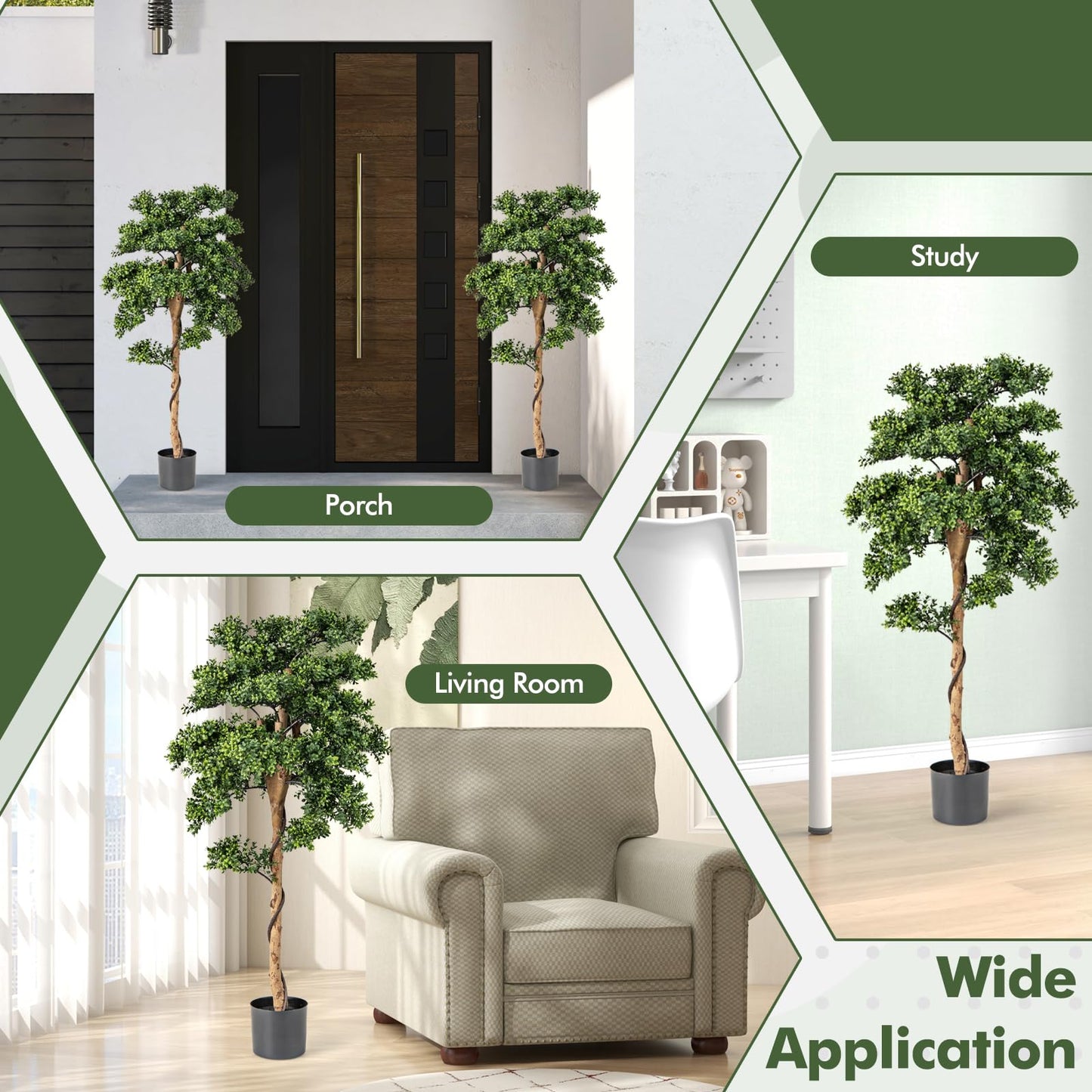 Artificial Boxwood Topiary Tree Potted Plants with PE Leaves