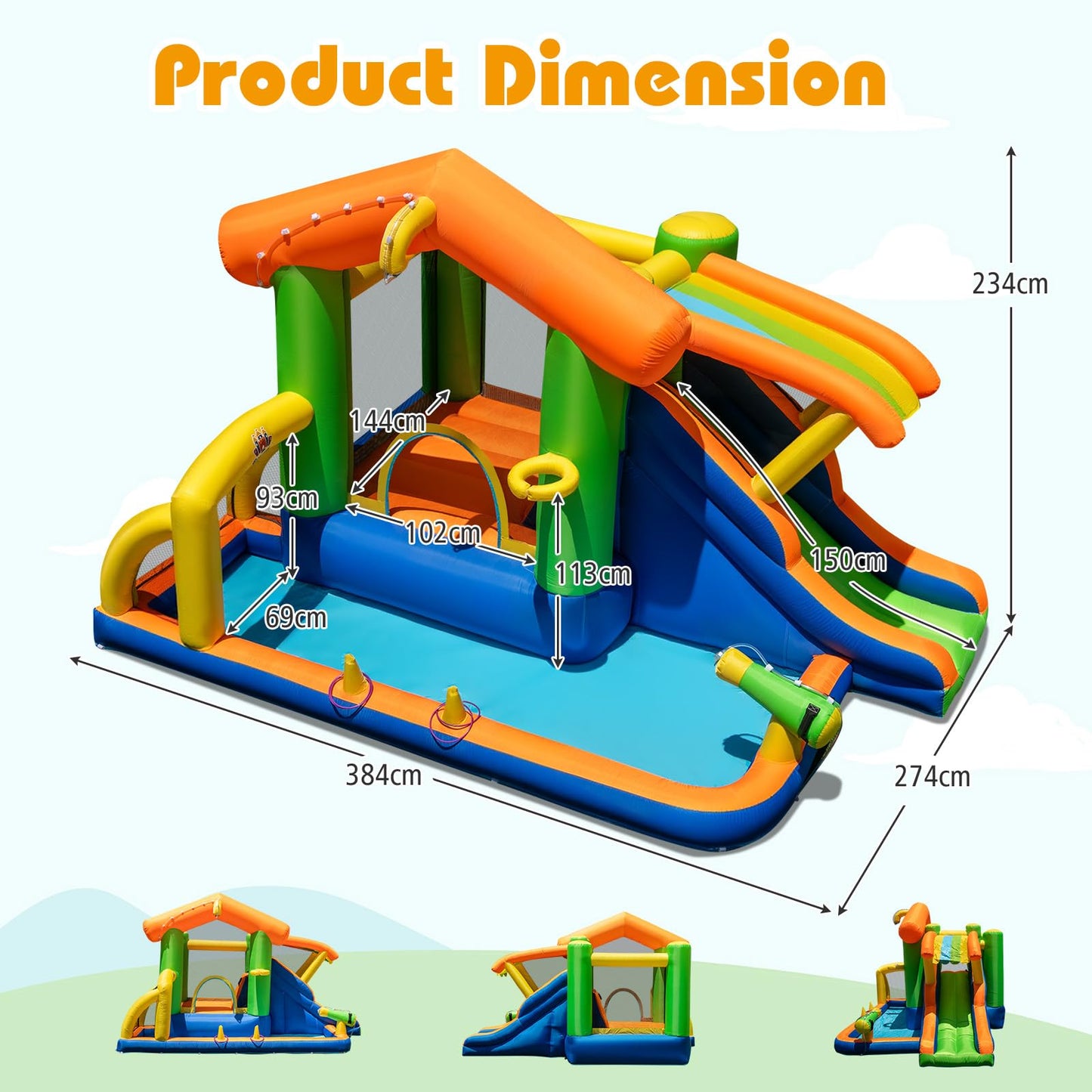 8 in 1 Kids Bouncy Castle with Slide