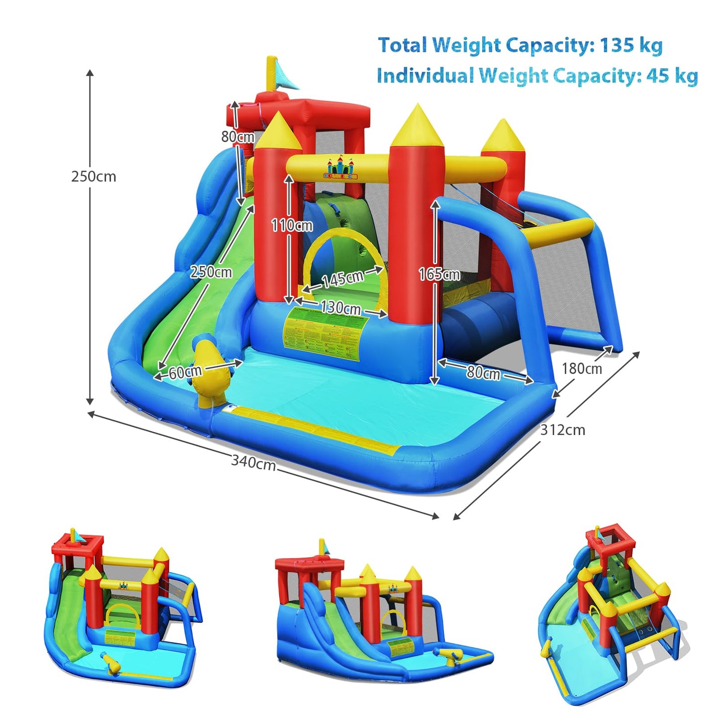 Kids Inflatable Water Park with Slide for Summer Outdoor Play