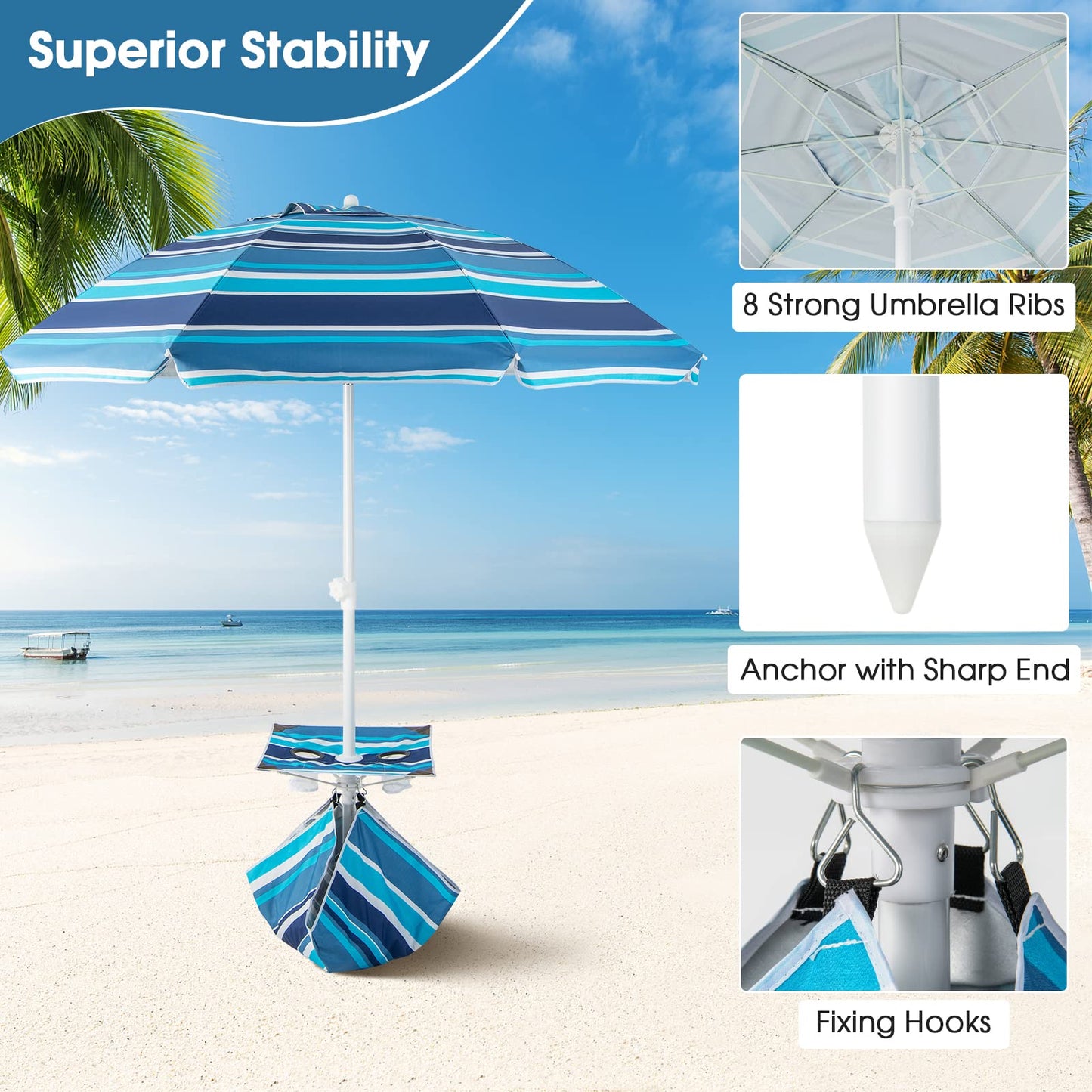 GiantexUK 2M Beach Umbrella