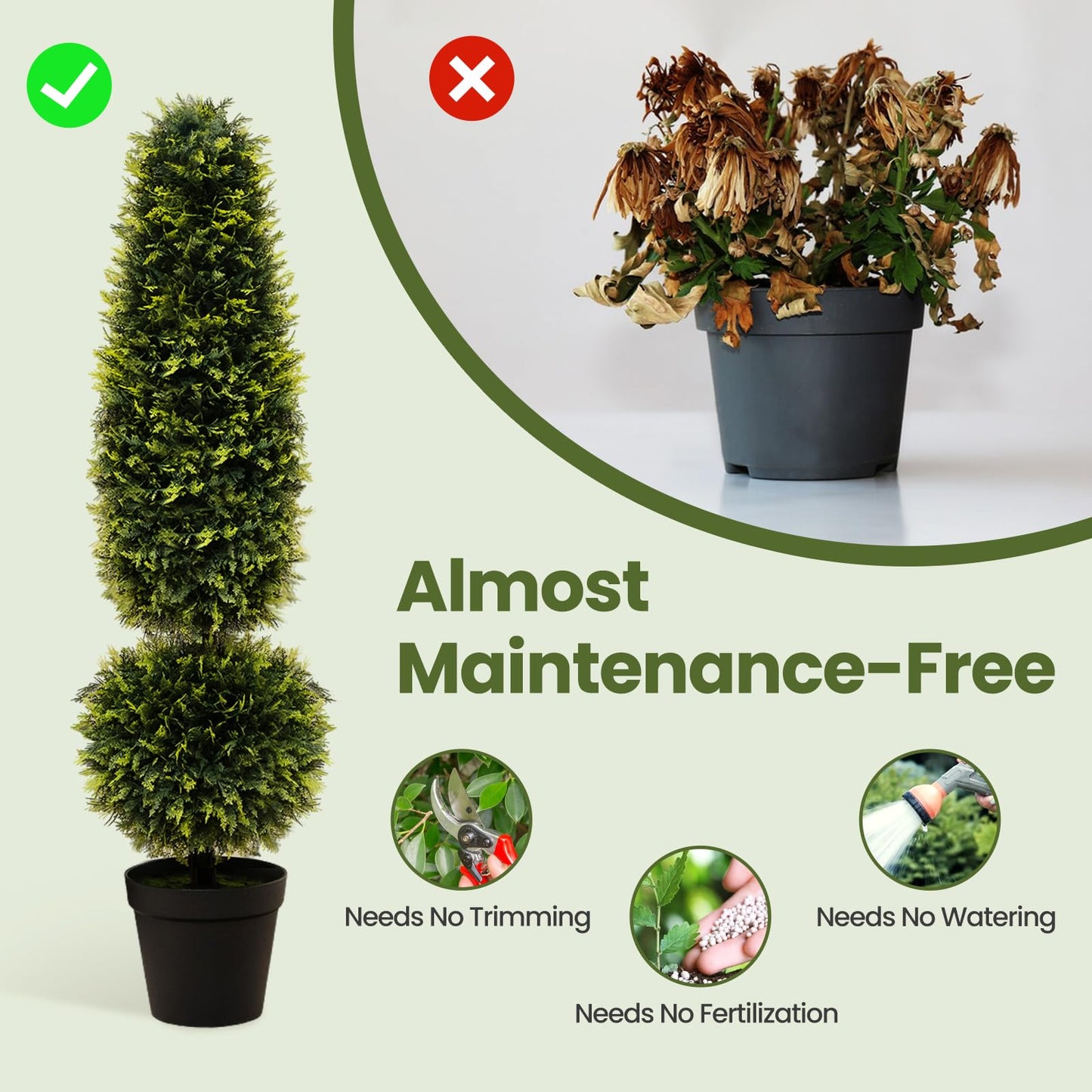 120 CM Artificial Boxwood Topiary Tree with Cement-Filled Flowerpot
