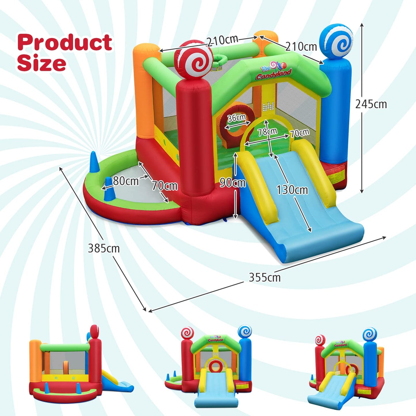 Candy Land Theme Inflatable Bounce House with 680W Blower