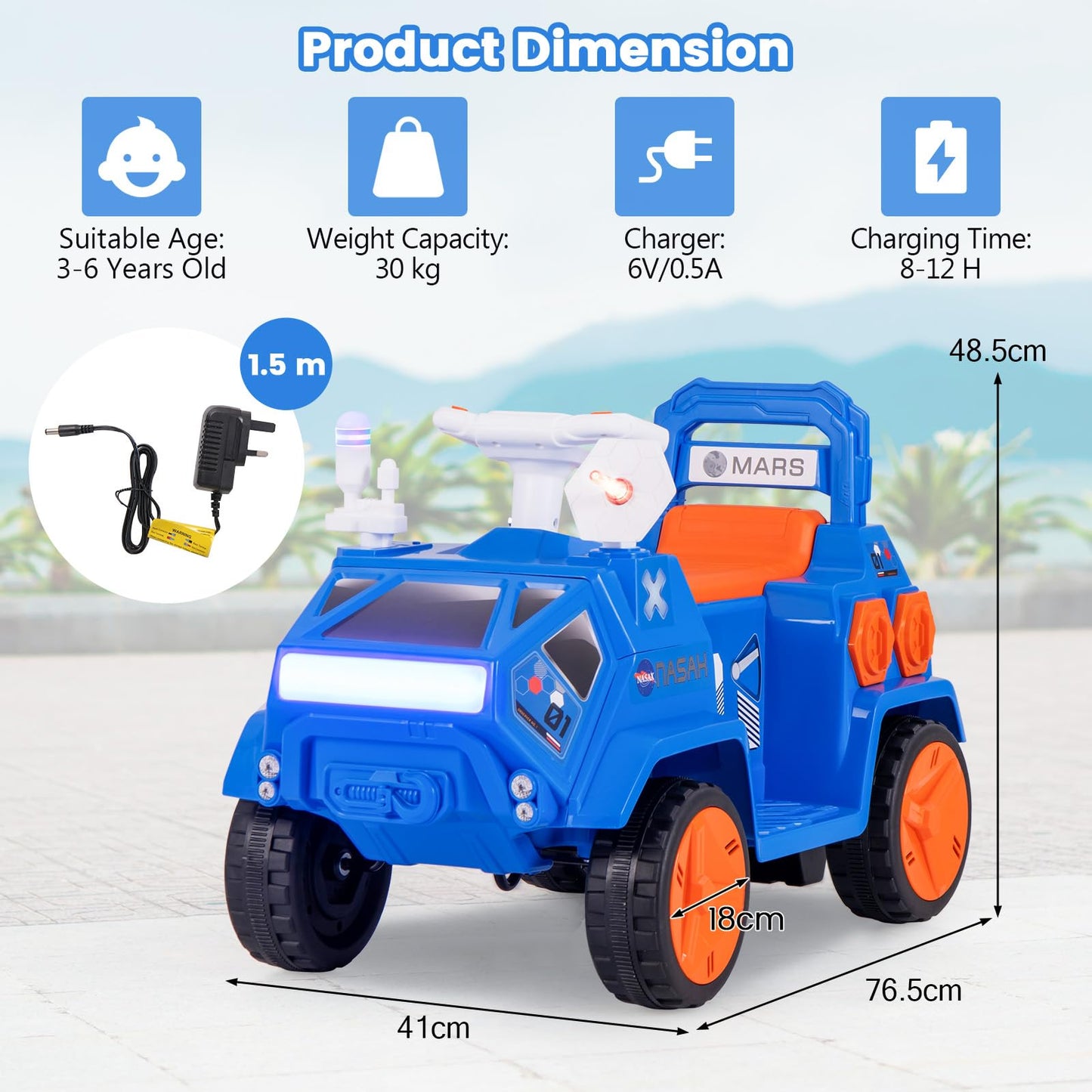 6V Kids Ride on Car Electric 4-Wheeler for Kids with Music