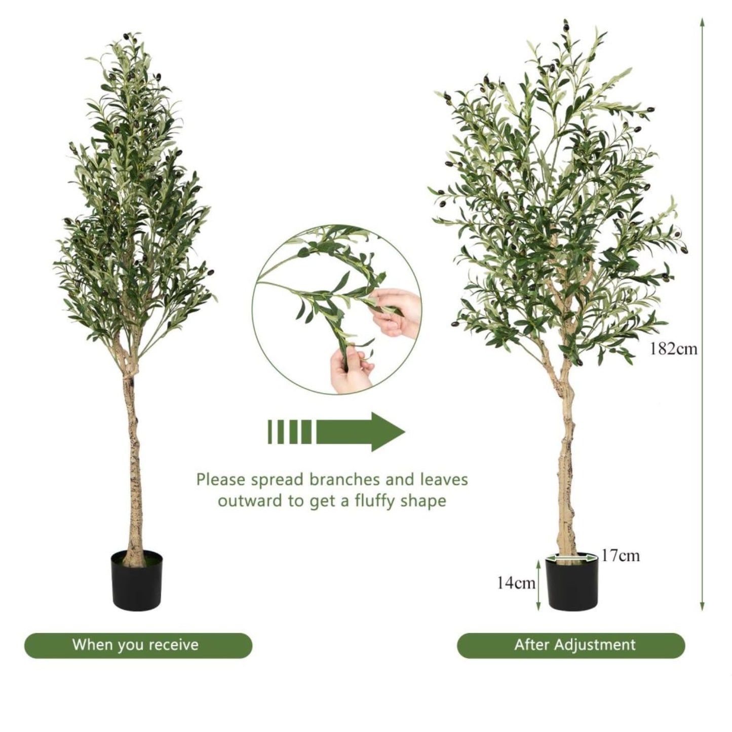 2 Pack Topiary Silk Faux Eucalyptus Tree with 1296 Leaves
