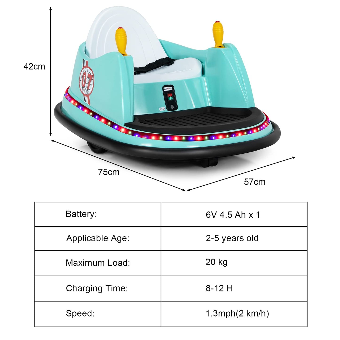 Kids Ride-On Bumper Car with Colorful Flashing Lights and Music