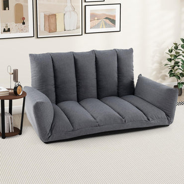 Foldable Floor Sofa with 5-Position Adjustable Backrest and Arms