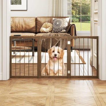 76 CM Tall Pet Gate Wooden Dog Fence 3-Panel Room Divider Barrier