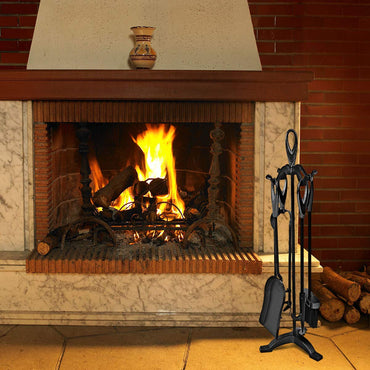 5 Piece High Quality Fire Companion Set Iron Fireplace Fireside Tools