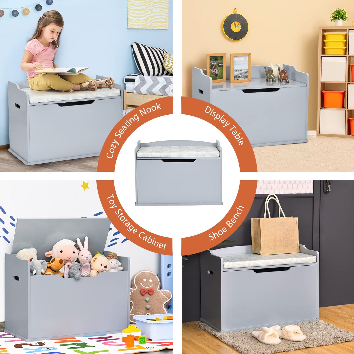Kids Bench and Storage Chest with Cushion