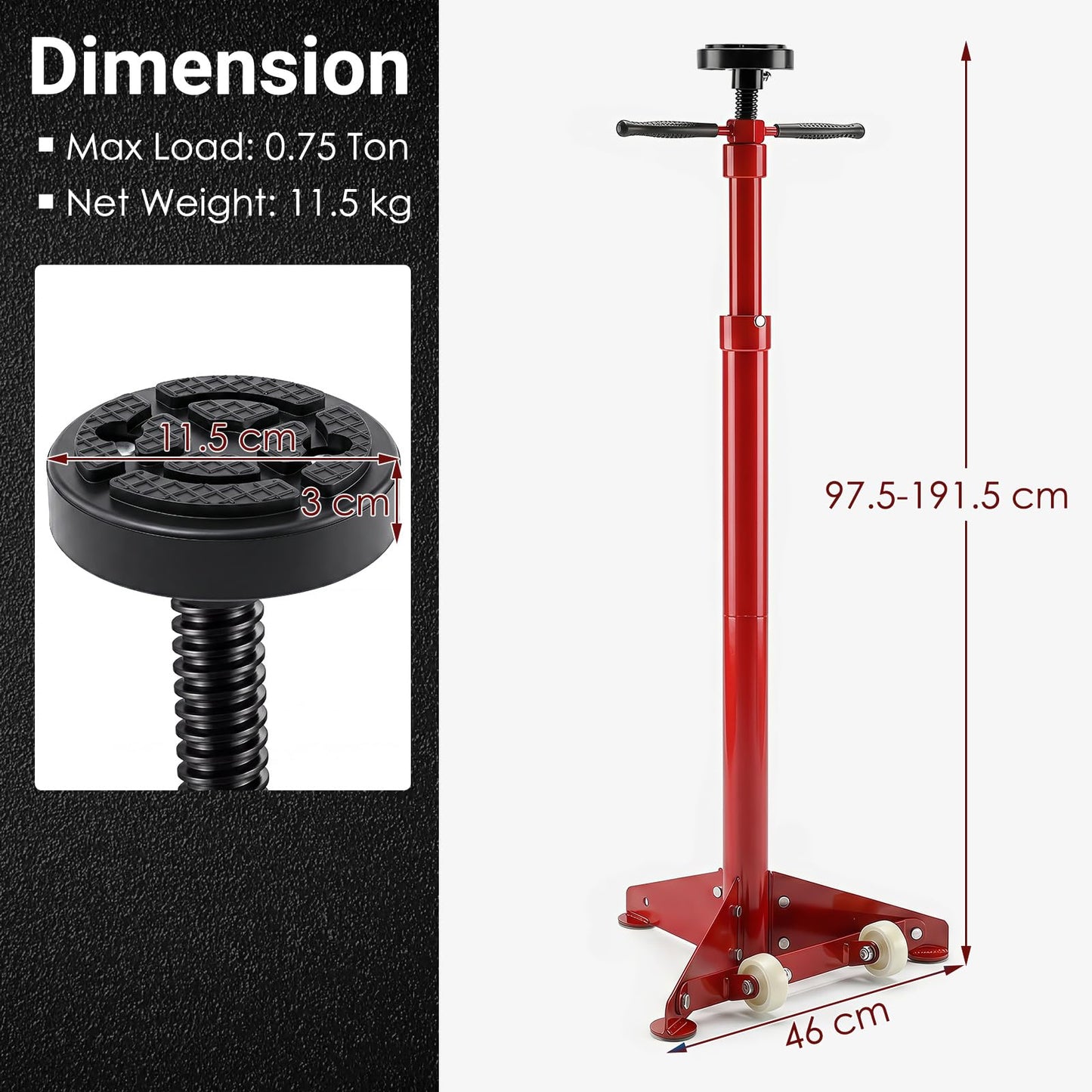 0.75 Ton Under Hoist Stand with Dual Height Adjustment