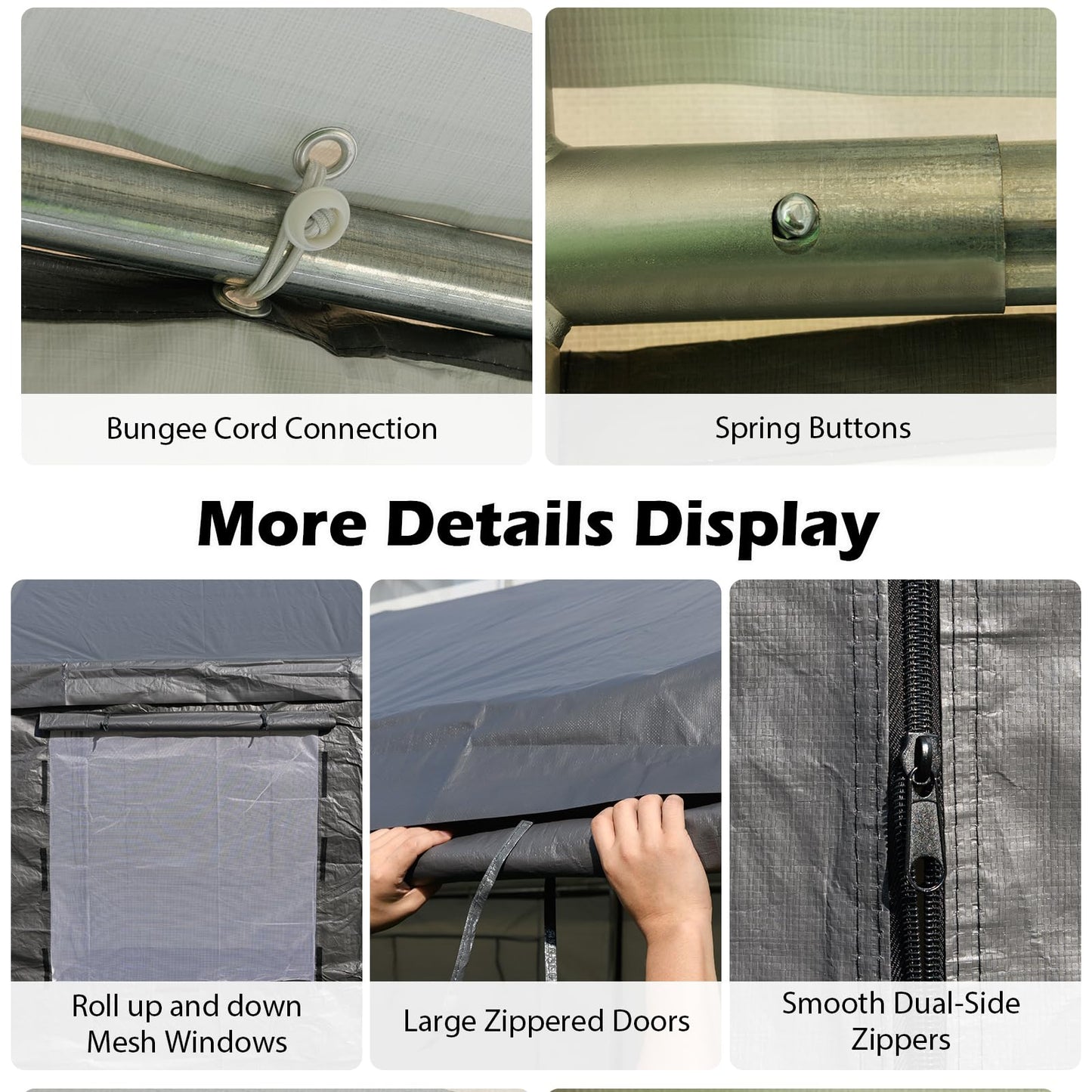 All-Weather Outdoor Car Shelter with 8 Removable Sidewalls and Roll-up Doors
