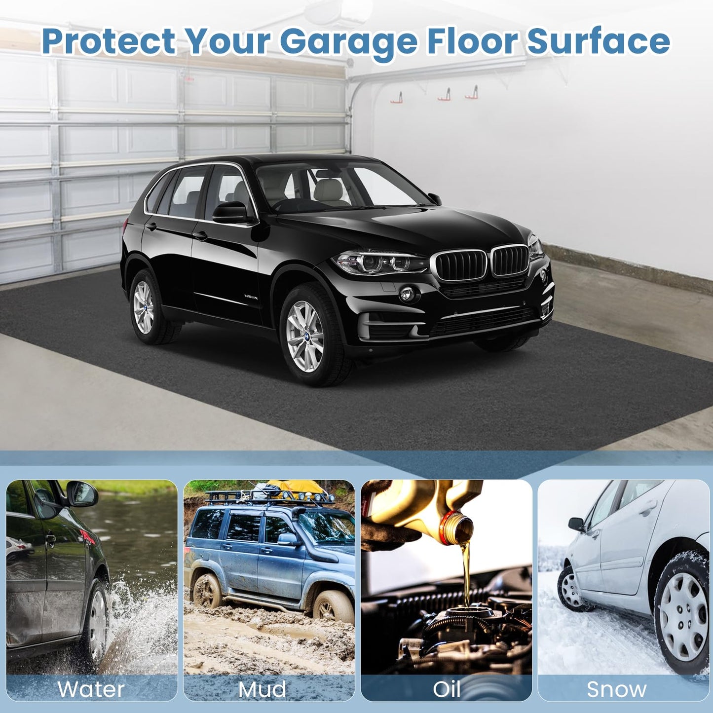 Absorbent Oil Spill Parking Mat Includes Double Sided Tape