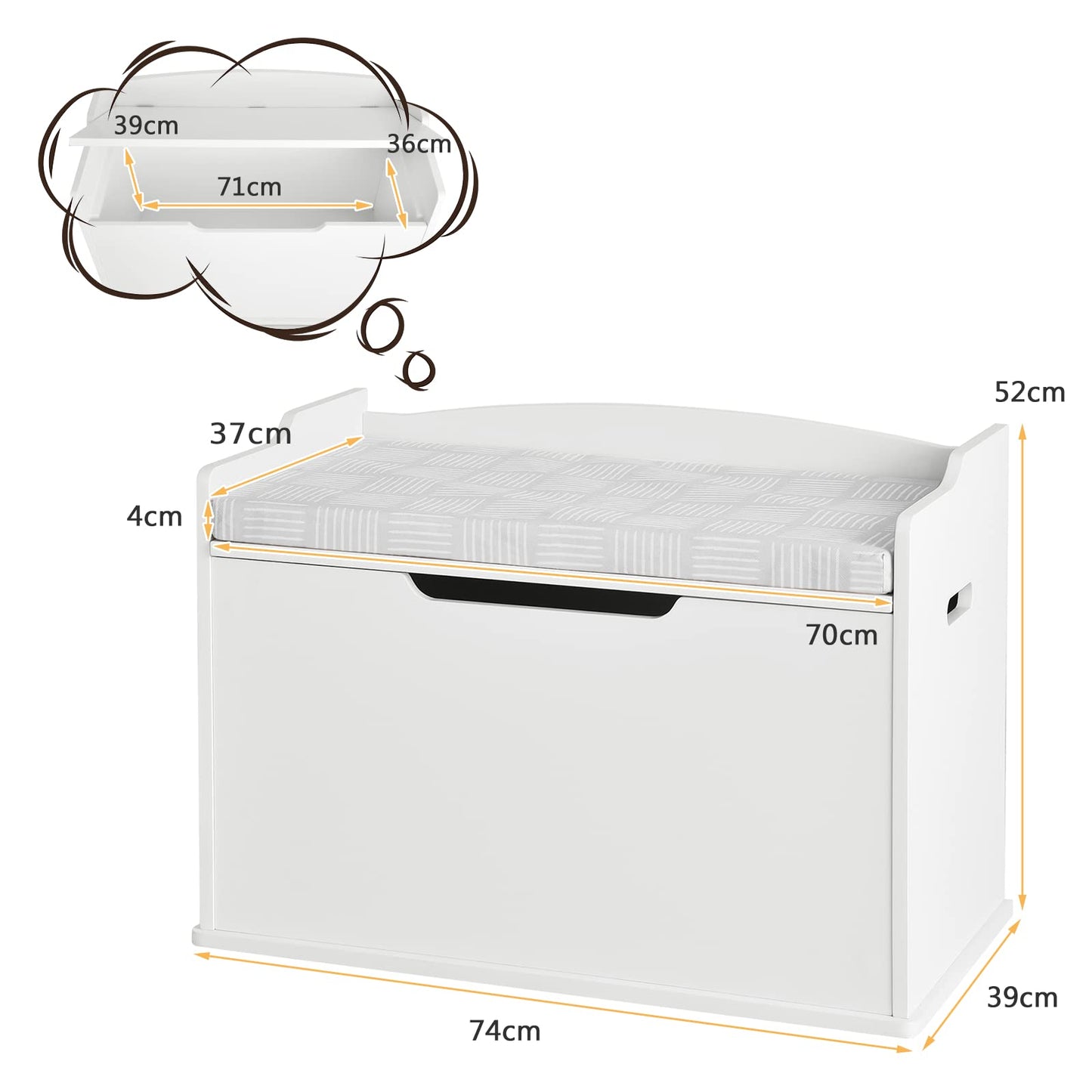 Kids Bench and Storage Chest with Cushion