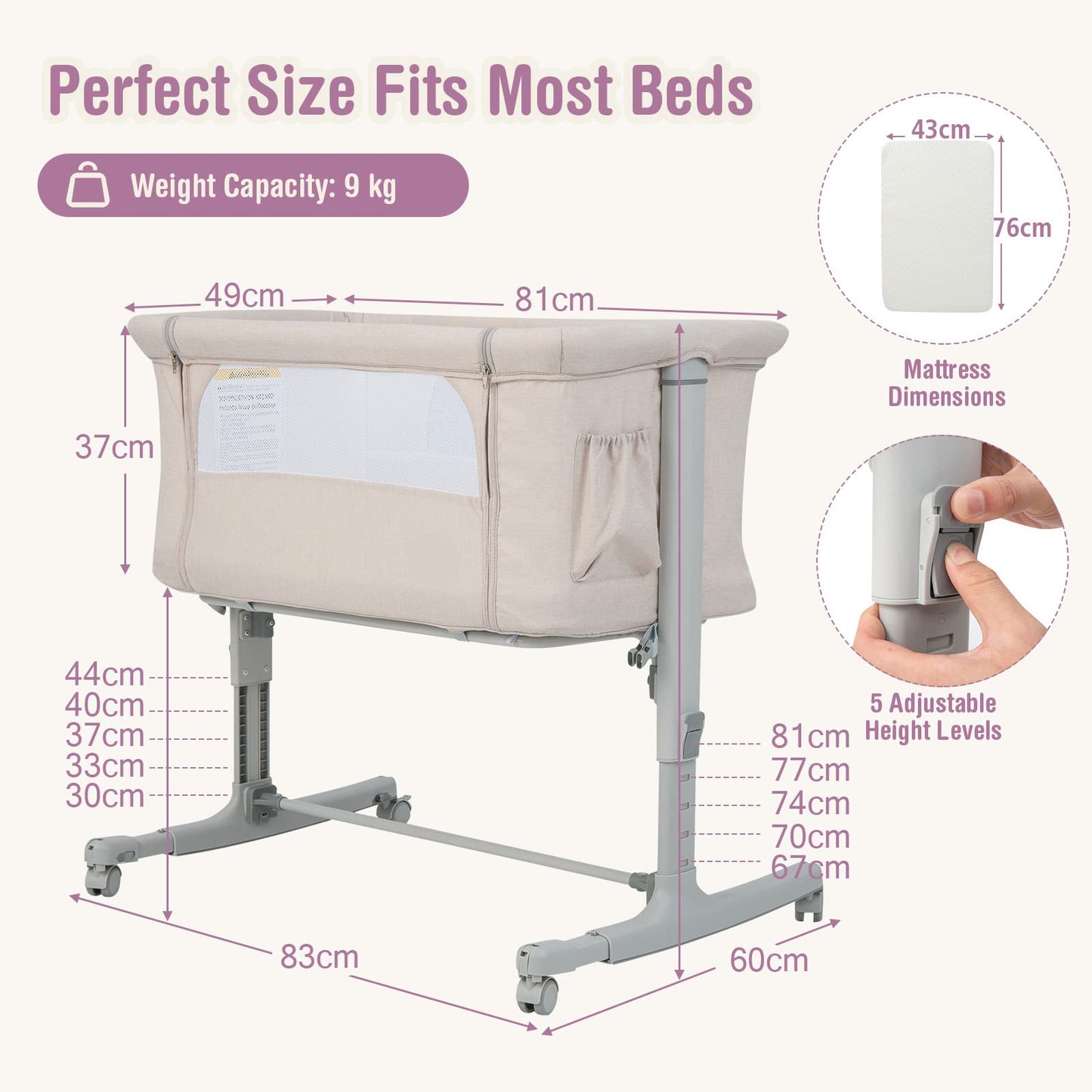 Easy Folding Cot Bed with Mattress