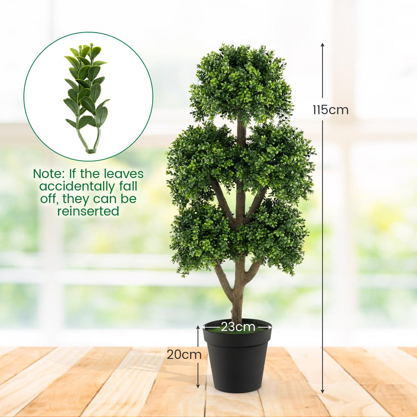 115cm Artificial Boxwood Topiary Ball Tree for Home Office Front Porch