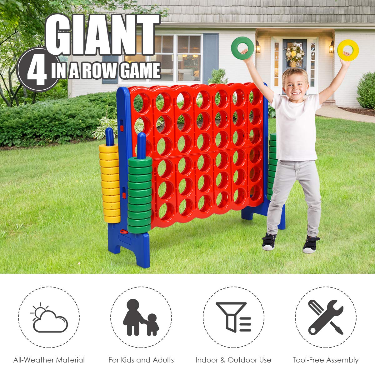 Giant Connect 4 with 42 Jumbo Rings & Quick-Release Slider
