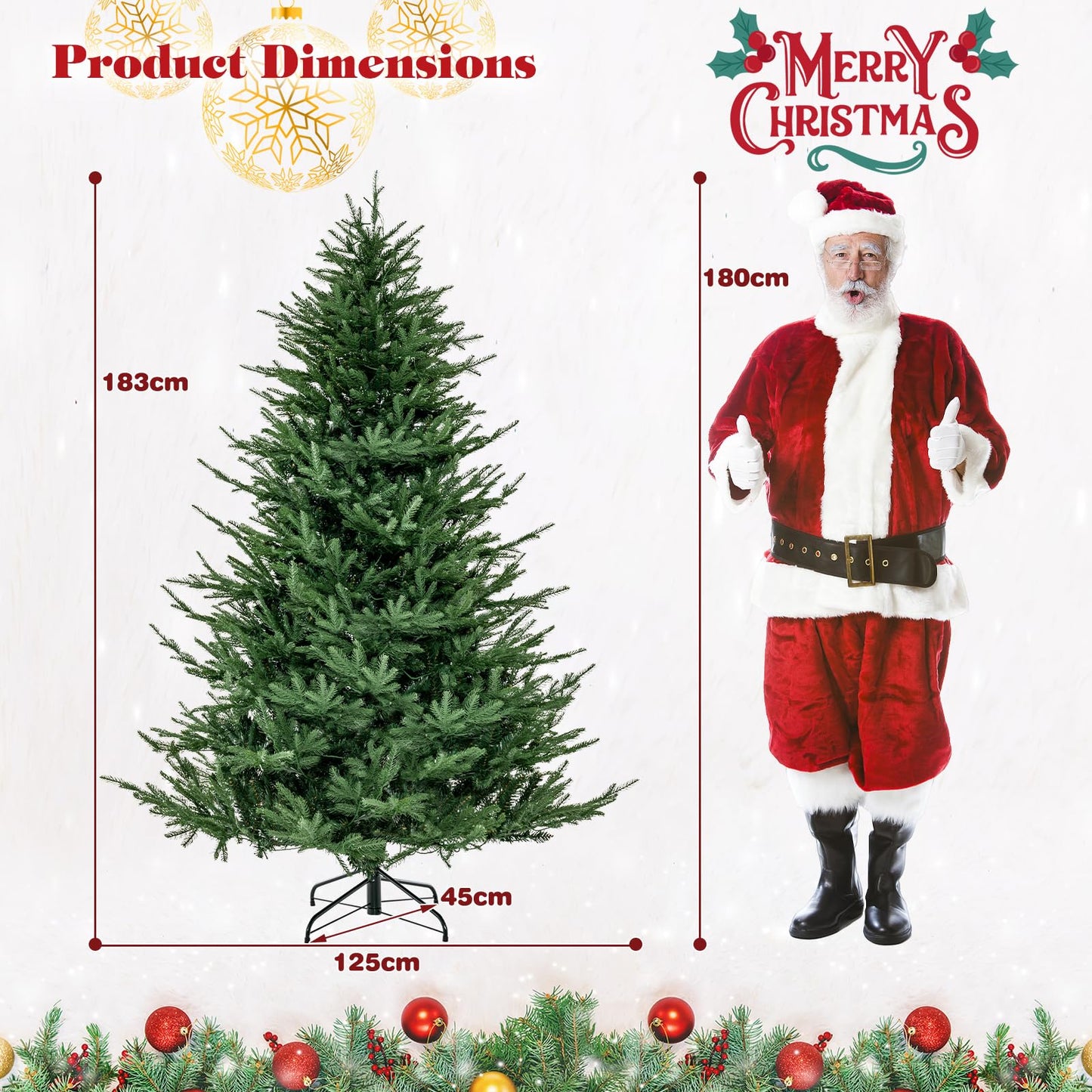 Christmas Tree, Artificial Pre-Lit Xmas Tree with 8 Lighting Modes, 180/280 LED Lights and 386/788 Branch Tips