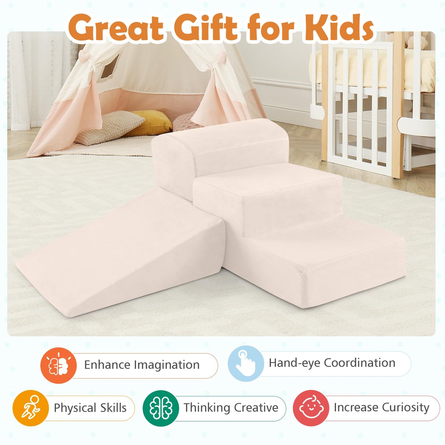 5 Piece Climb and Crawl Playset with Ball Pit for Kids