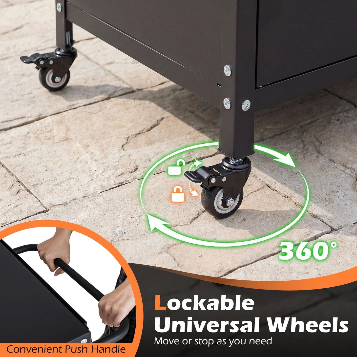 Outdoor Grill Cart with Storage Side Handle and Metal Top