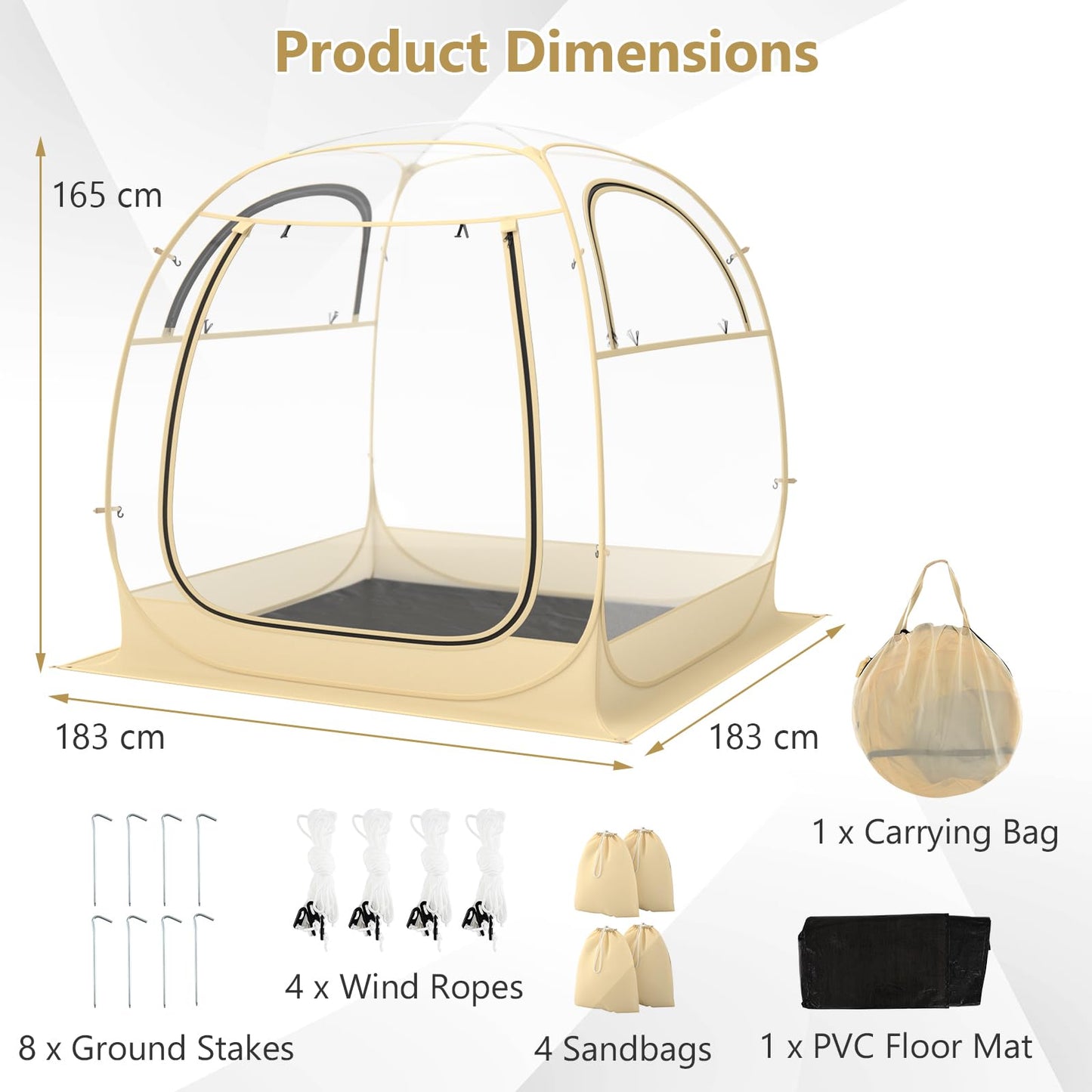 All Weather Clear Sport Shelter Dome House with Carrying Bag