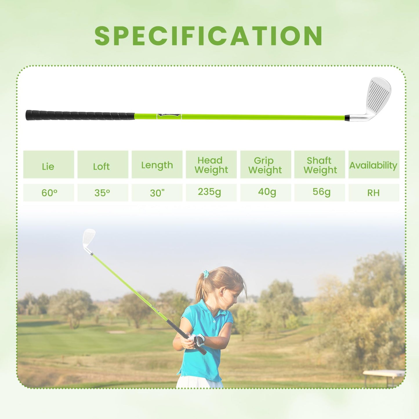 8-10 Years Children Golf Putters Right Hand with Fiberglass Shaft & Headcover