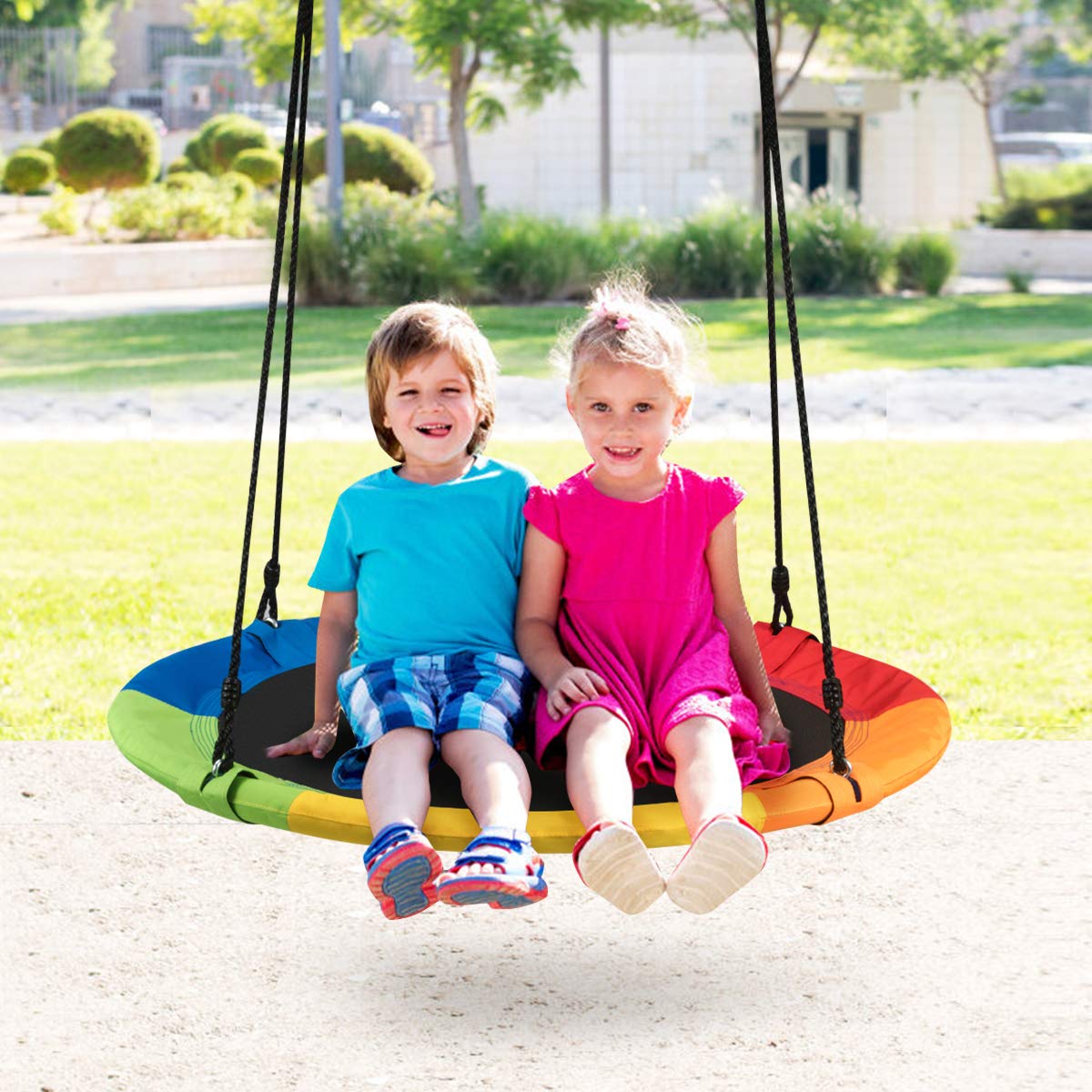 Hanging Tree Swing Seat with Length Adjustable Ropes