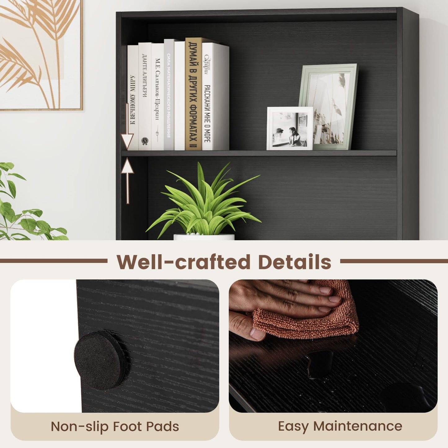 60 x 24 x 178 cm Floor Standing Book Storage Organizer with 2 Anti-tipping Kits