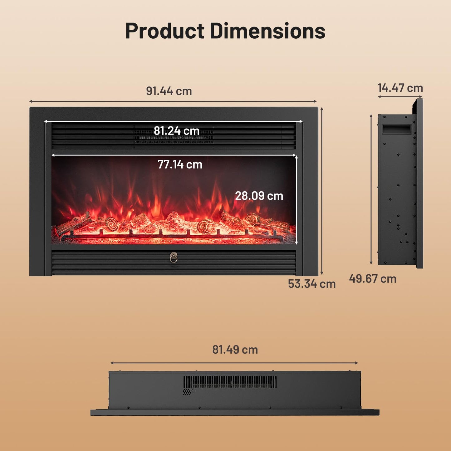 36-Inch Electric Fireplace Insert with Remote Control
