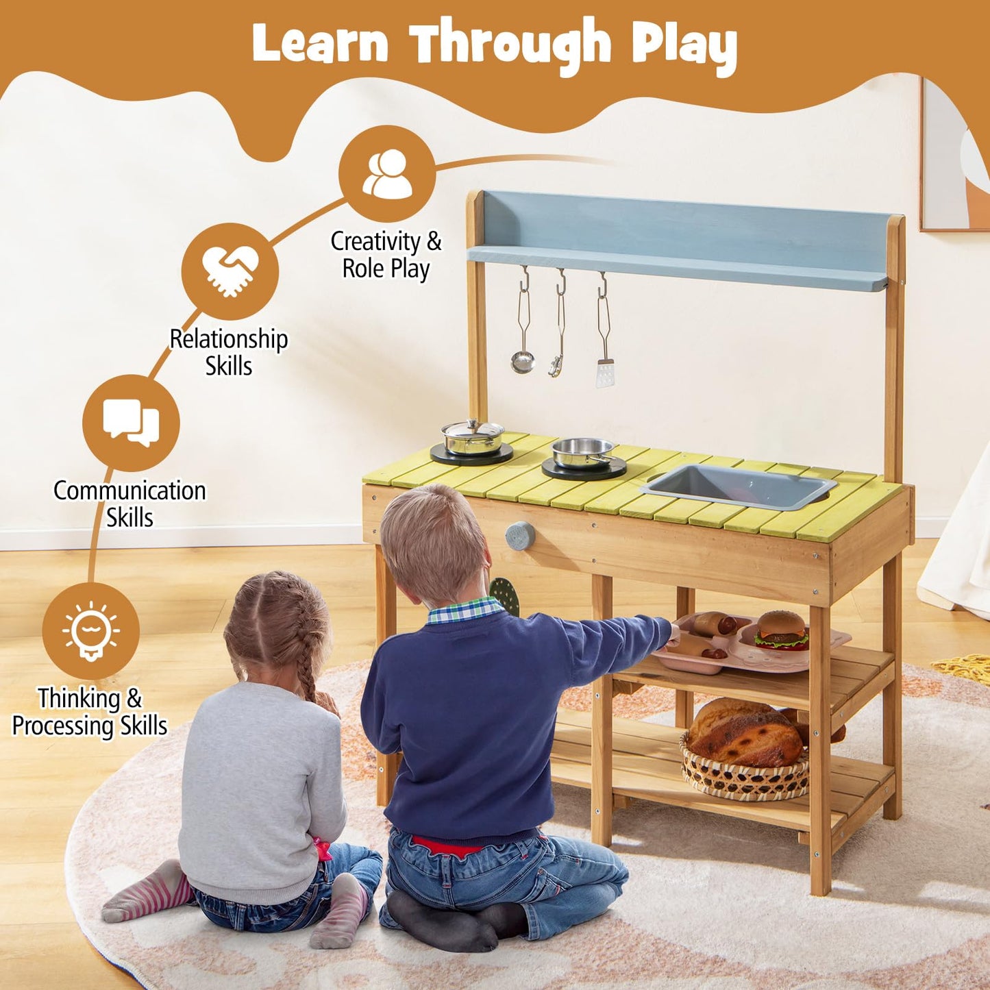 Outdoor Mud Kitchen Set with Removable Water Box
