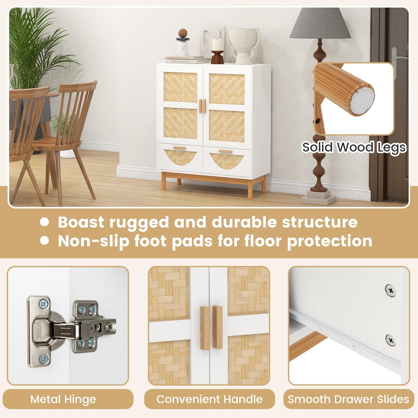 2 Door Sideboard Buffet Cabinet Accent Floor Storage Cabinet