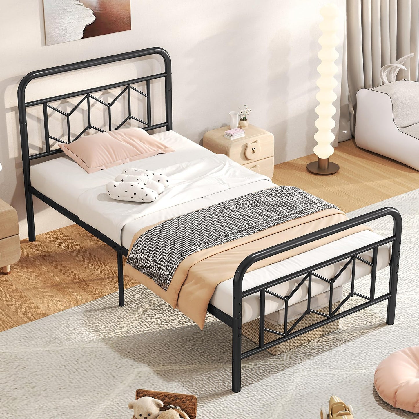 Giantex 3FT/4FT6/5FT Metal Platform Bed Base with High Headboard