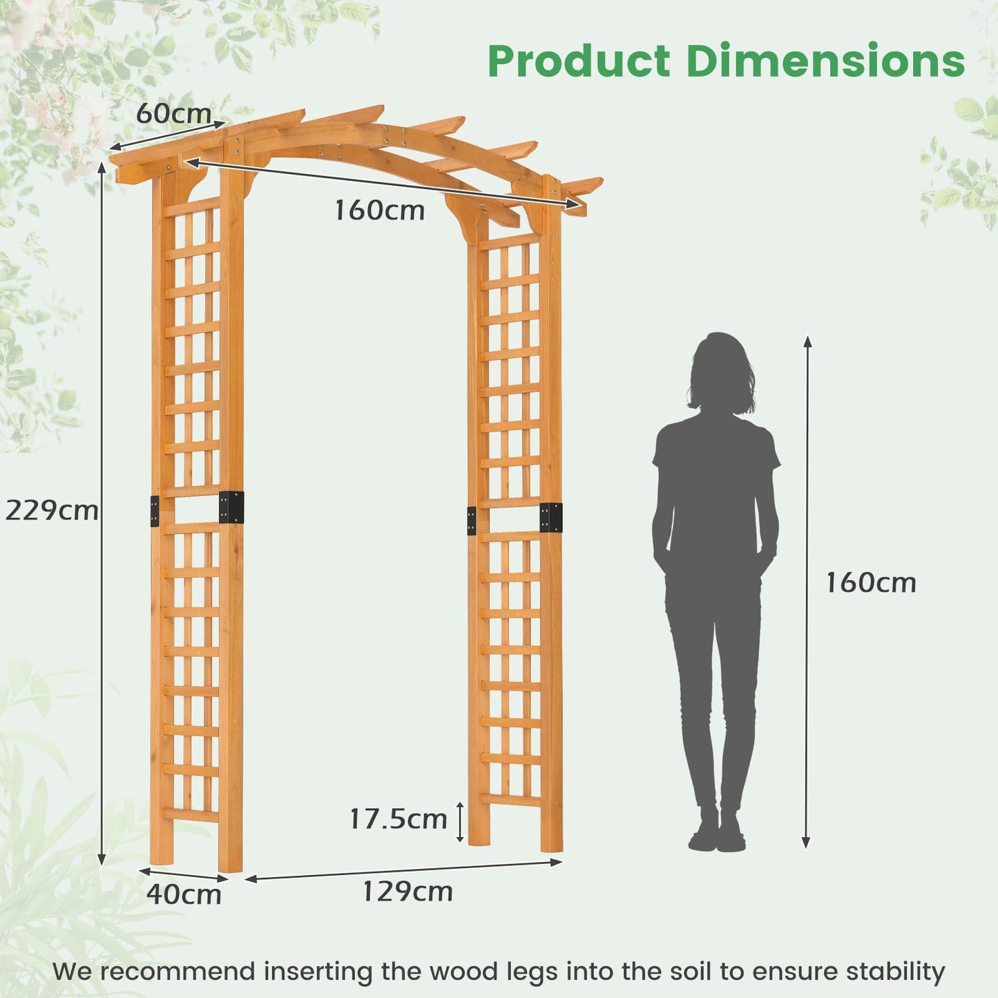 229cm Wooden Trellis Pergola Arbour for Party Wedding Backyard Patio