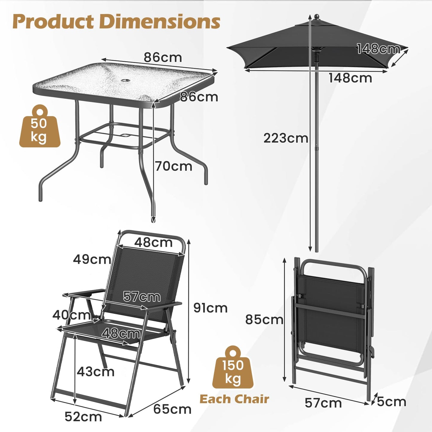 Outdoor Dining Furniture with 4 Chairs