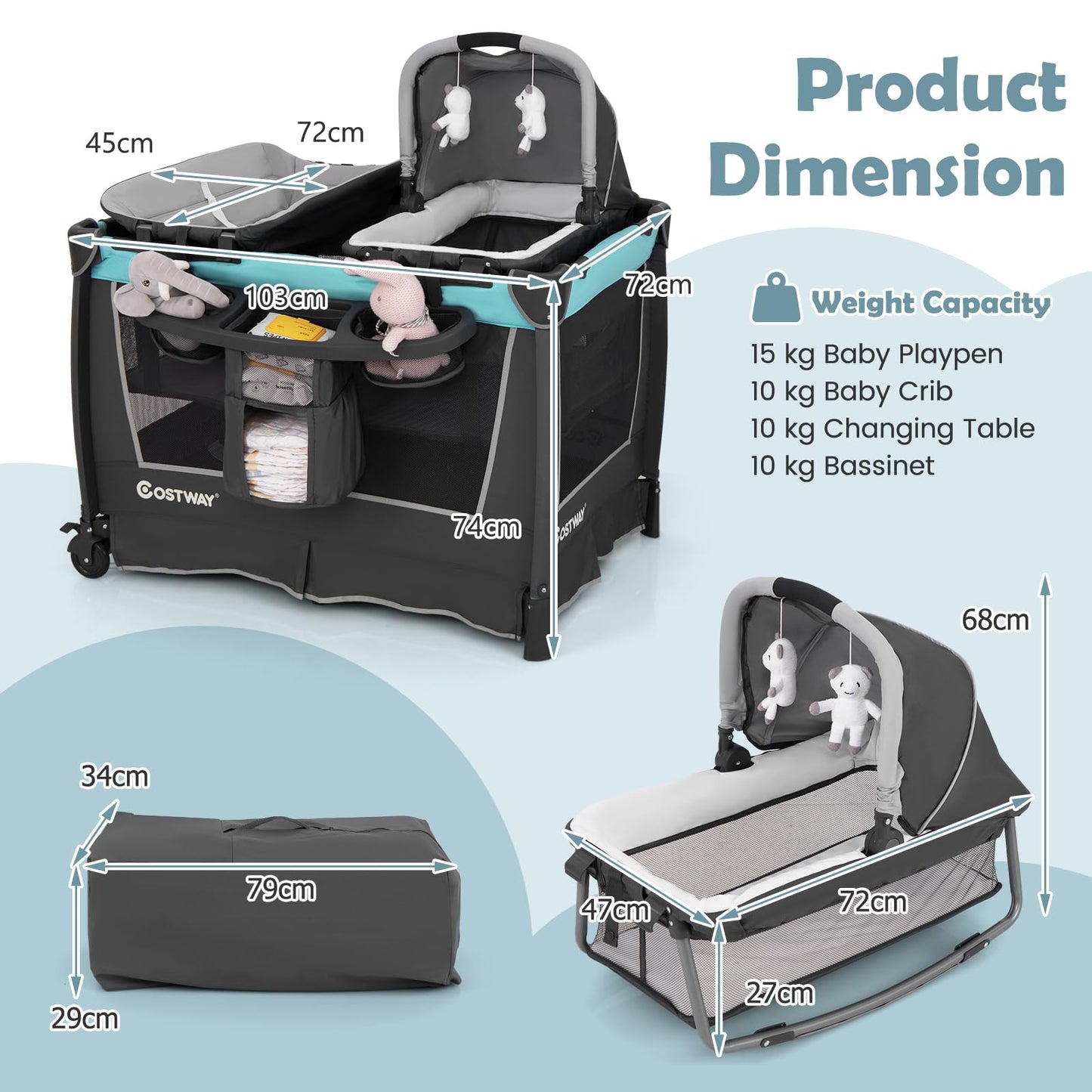 Portable Baby Bed Playard with Bassinet