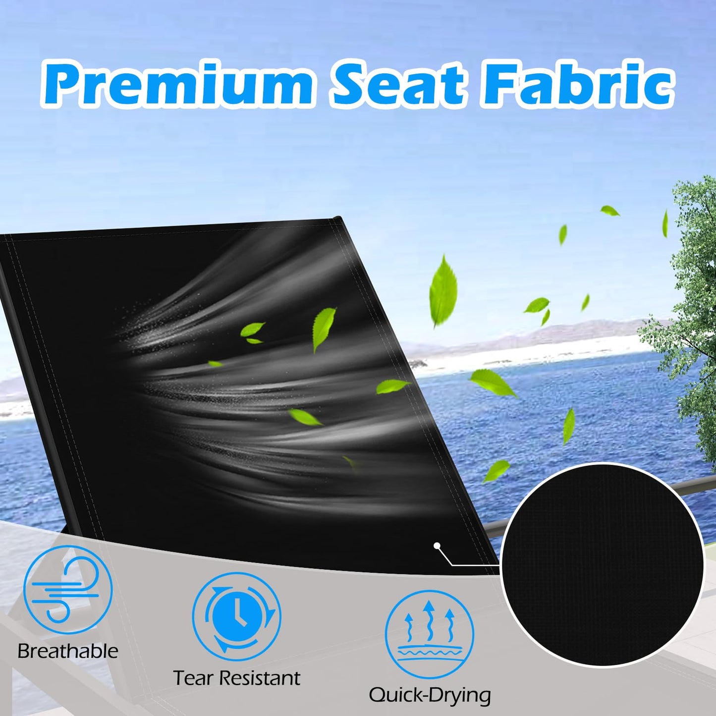 6-Level Adjustable Patio Chaise Lounge Recliner Flat Deck Sunbed