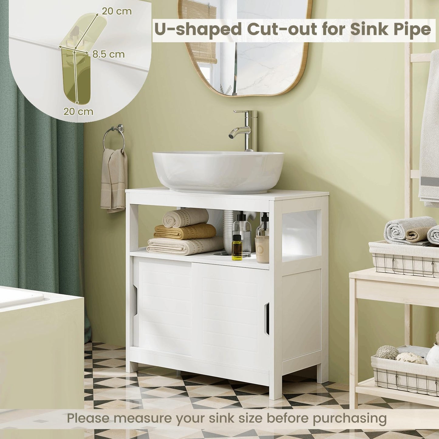 Bathroom Sink Cupboard Under Sink Vanity Cabinet with Sliding Doors