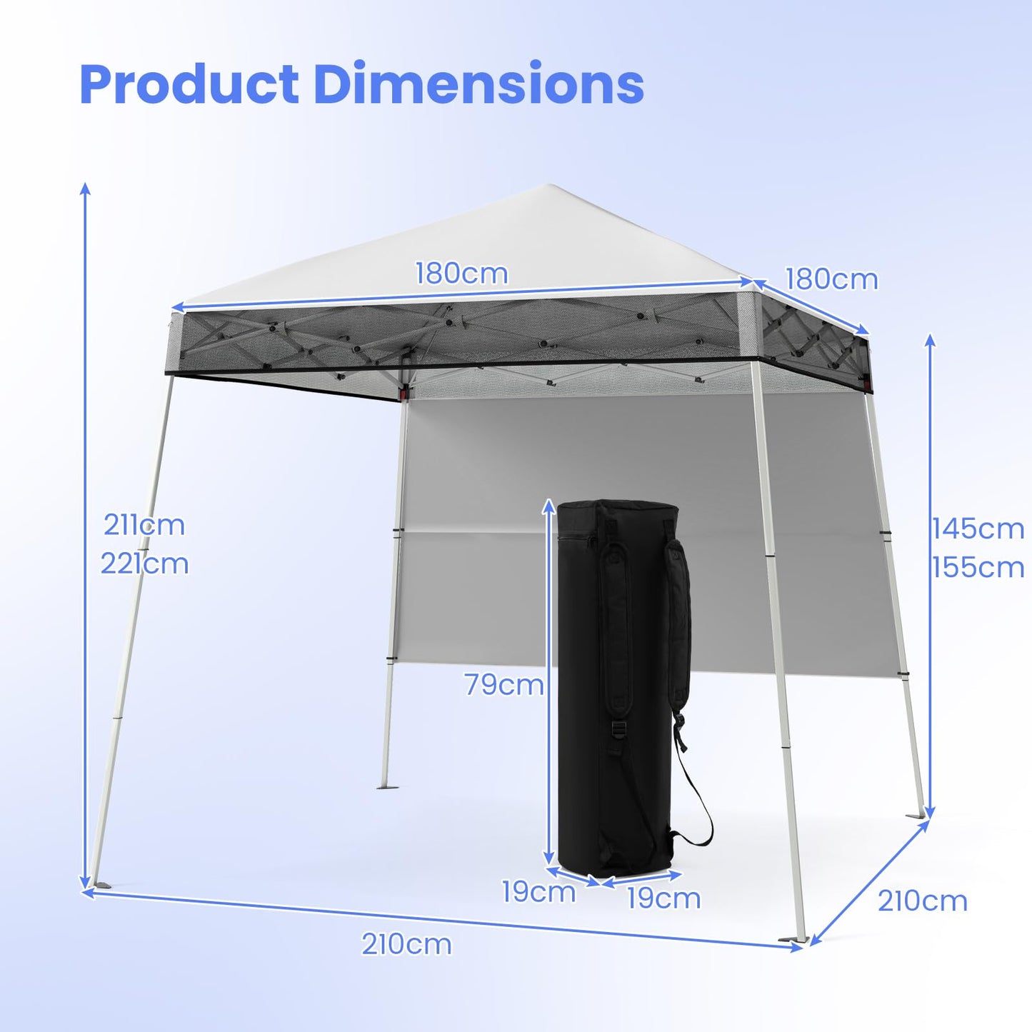 Pop up Canopy Tent with 1 Sidewall Outdoor Easy Setup Folding Gazebo Shelter
