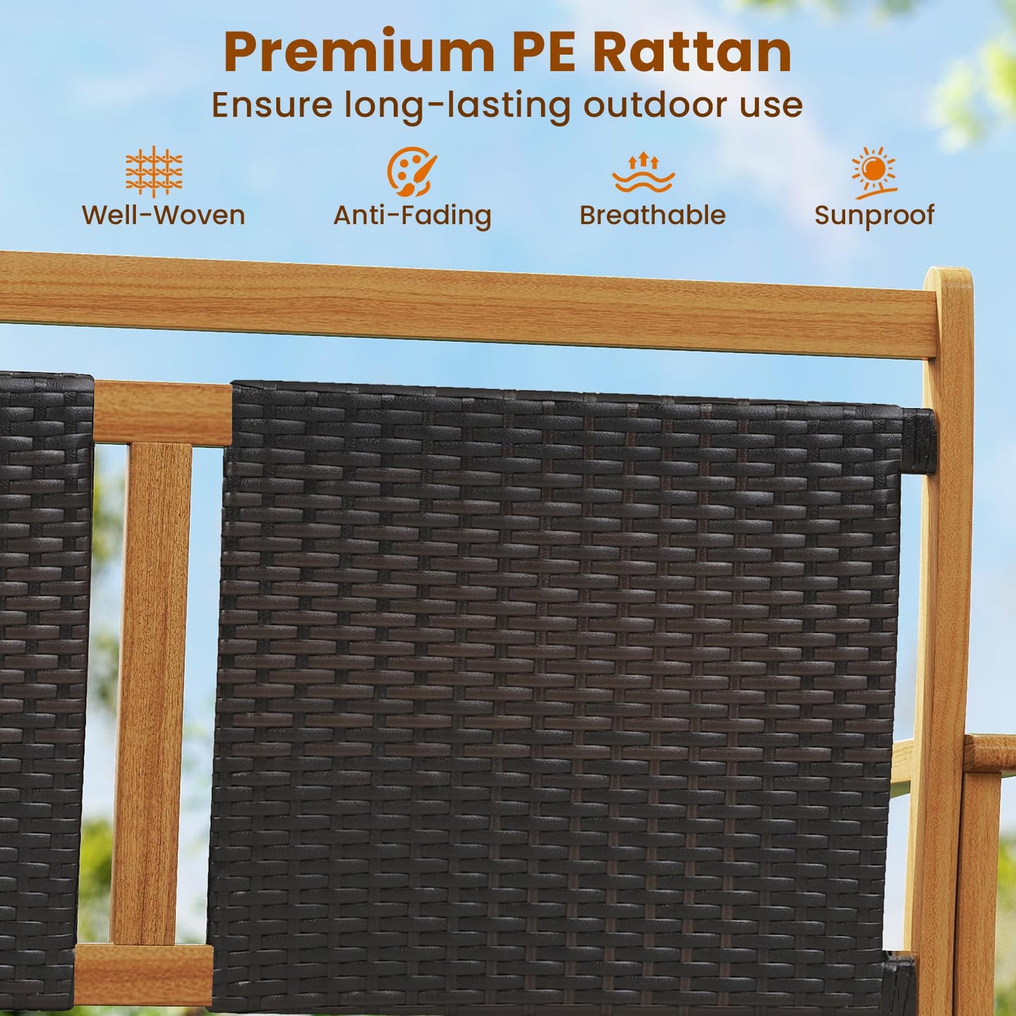 Patio Rattan Glider Bench Swing Gliding Rocker for 2