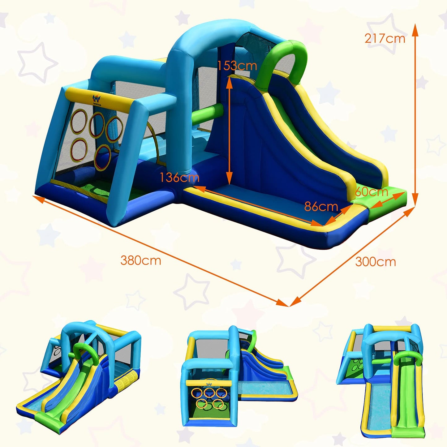 Inflatable Bouncer House with Jumping Area and Slide (without blower)