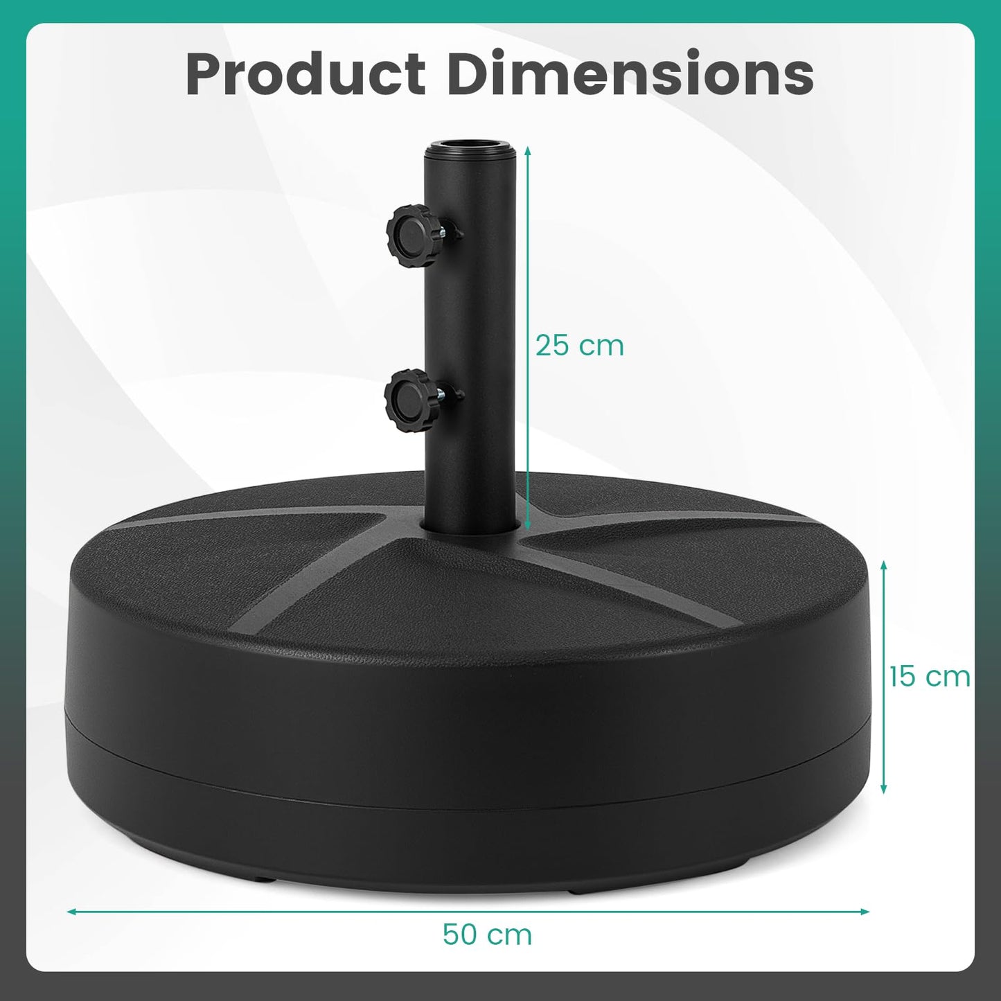 Weighted Patio Umbrella Base with 2 Adjustable Knobs for Garden