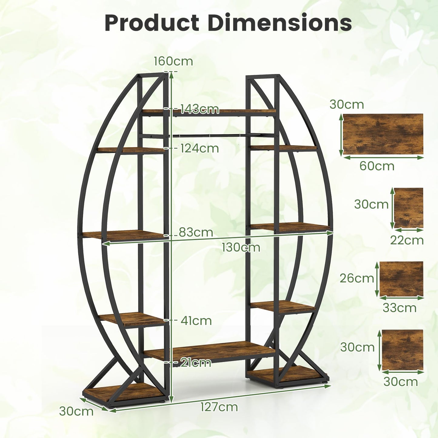 160CM Tall Indoor Plant Stand with Grow Lights