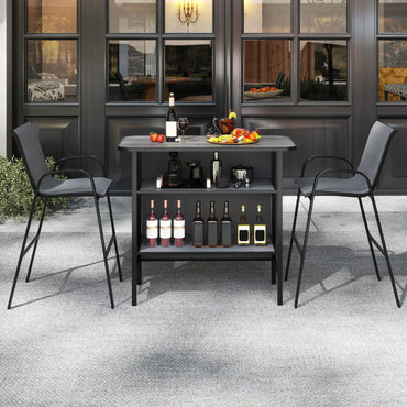 3 Piece Outdoor Bar Table and Chairs Set with Breathable Fabric
