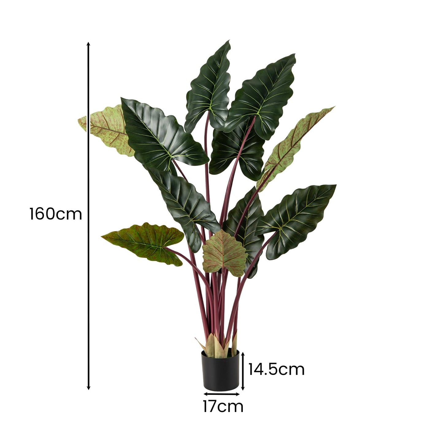 Artificial Rainbow Taro Tree 160cm Tall Fake Pre-potted Plant