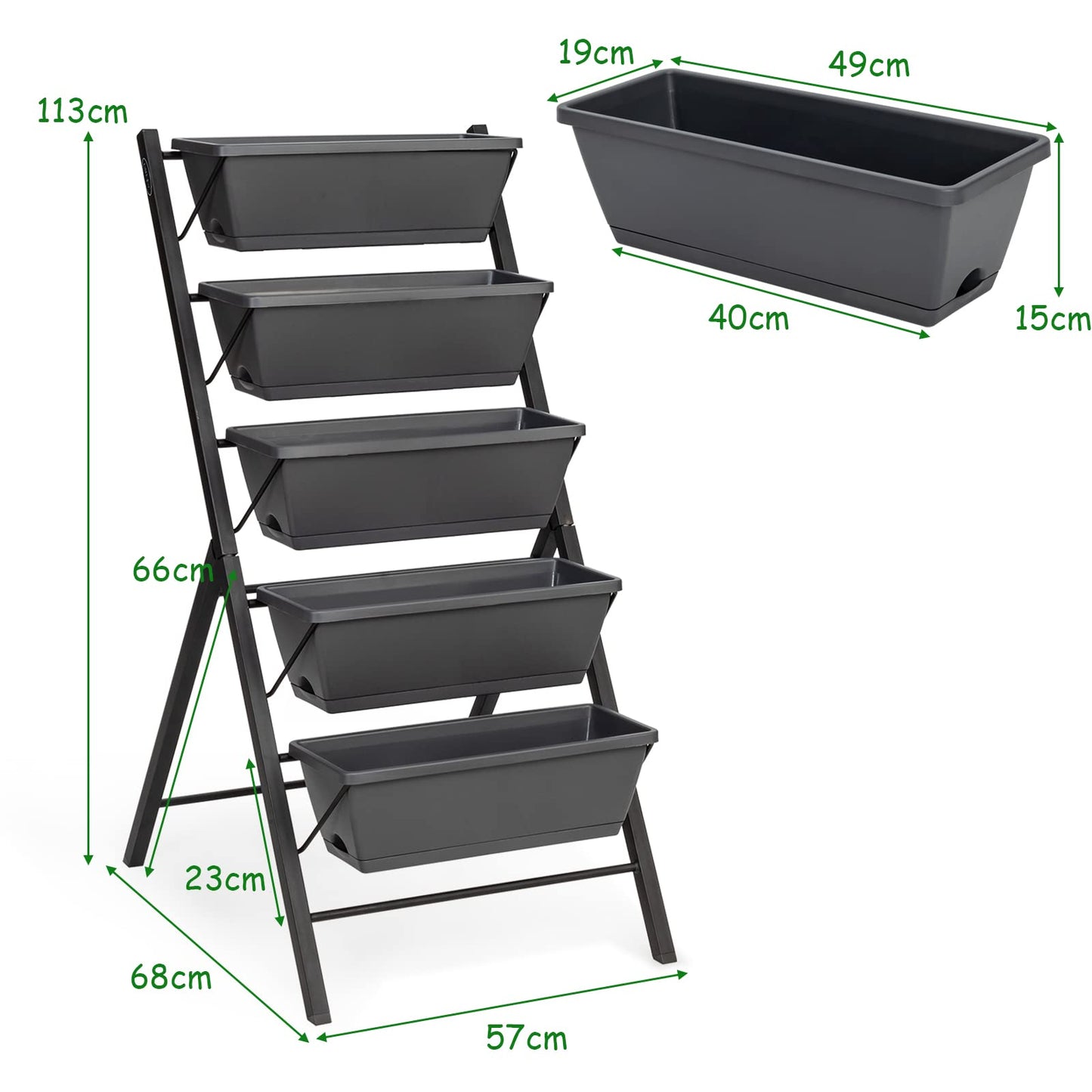5-Tier Raised Garden Bed with 5 Removable Trays