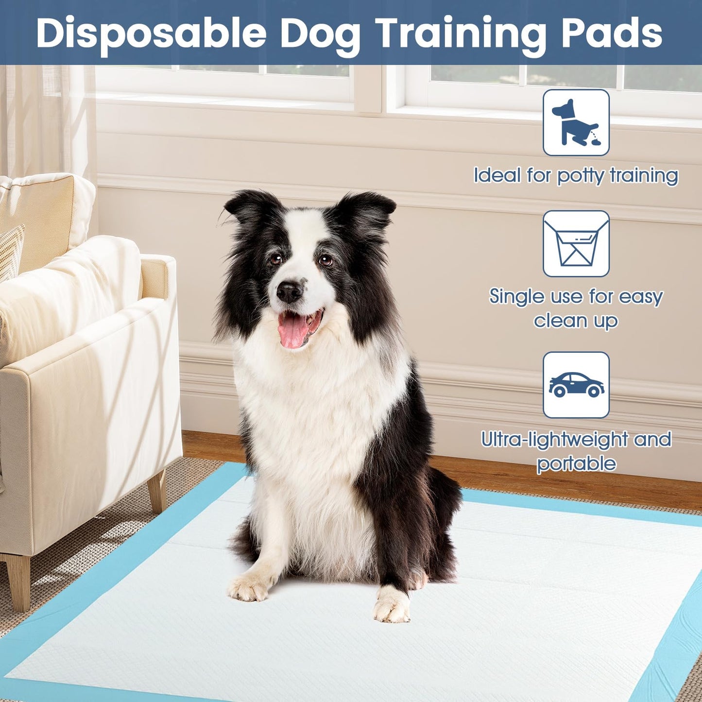 Dog and Puppy Pee Pads 90 x 90 cm(100 Counts) 6-Layer Leak-Proof Pet Pads
