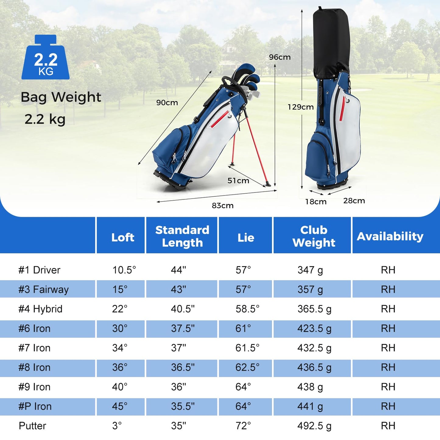 Men's Complete Golf Clubs Package Set 10 Pieces
