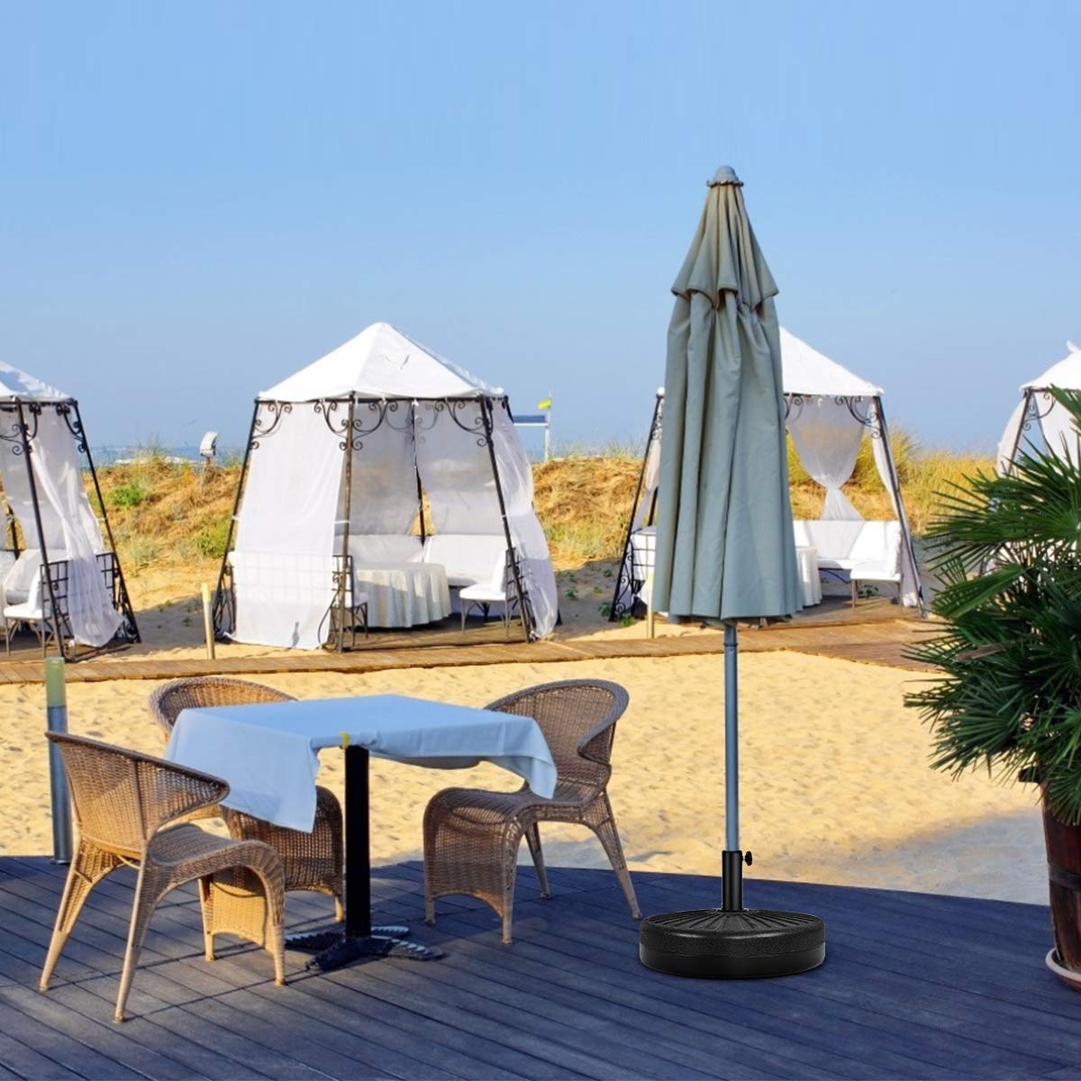 40KG Water and Sand Fillable Umbrella Stand with Built-in Handle